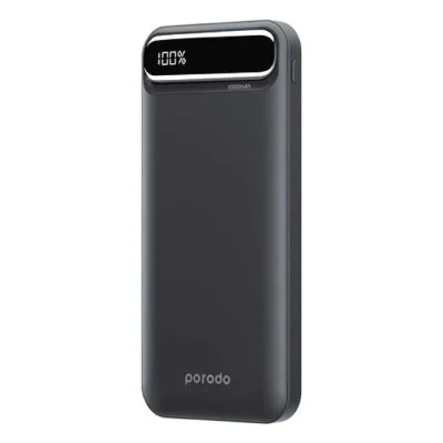 Porodo 20000mAh Power Bank with Digital Display - Black